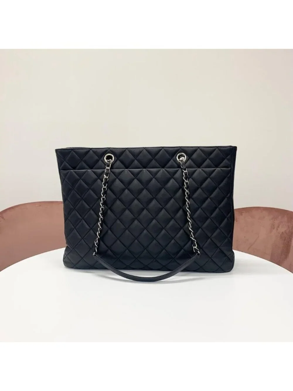 Chanel CC Logo Quilted Lambskin Turnlock Chain Tote